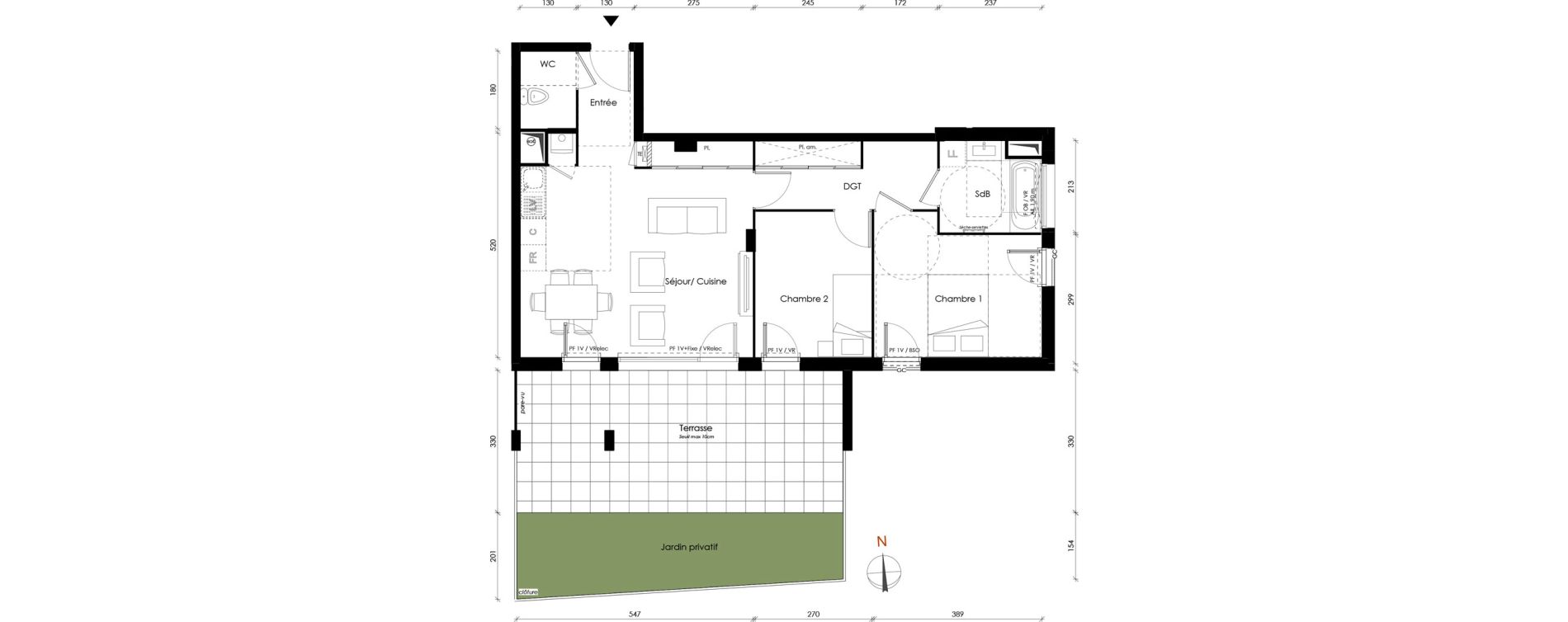 Appartement T3 de 63,24 m2 &agrave; Vaulx-En-Velin Carre de soie