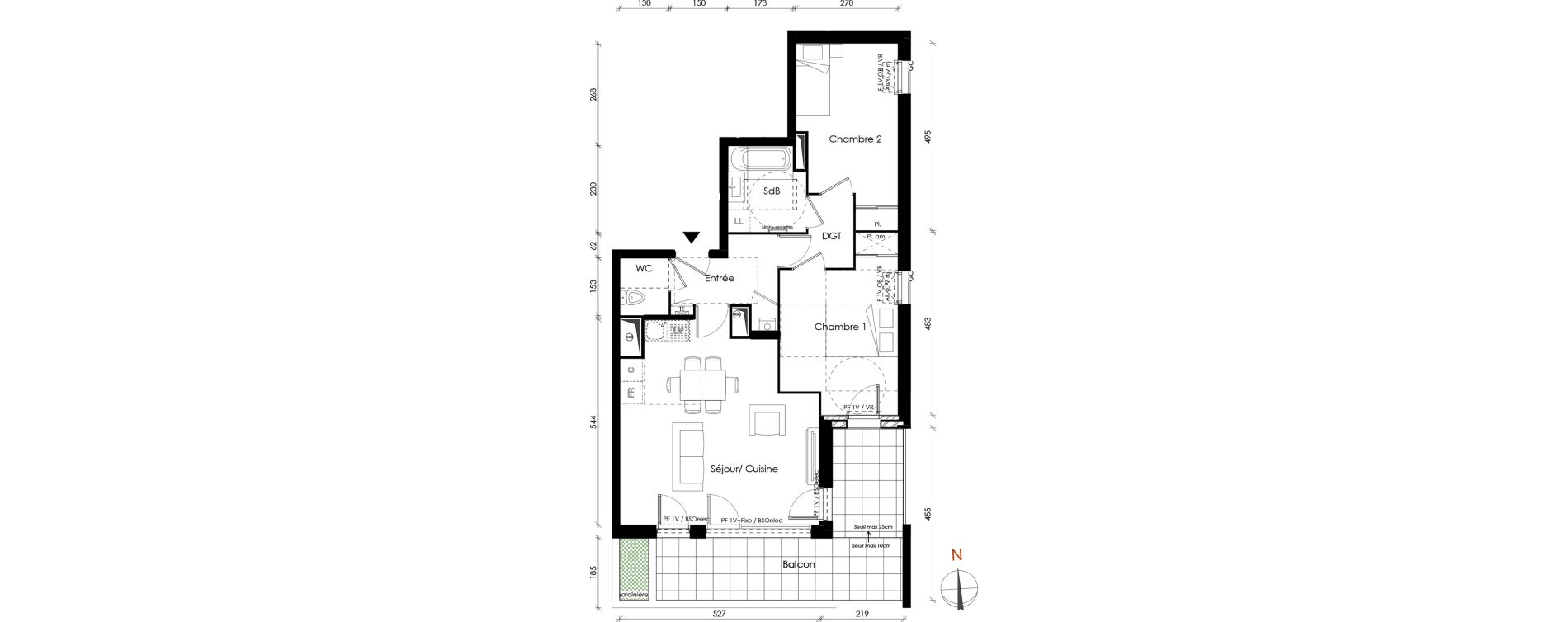 Appartement T3 de 63,46 m2 &agrave; Vaulx-En-Velin Carre de soie