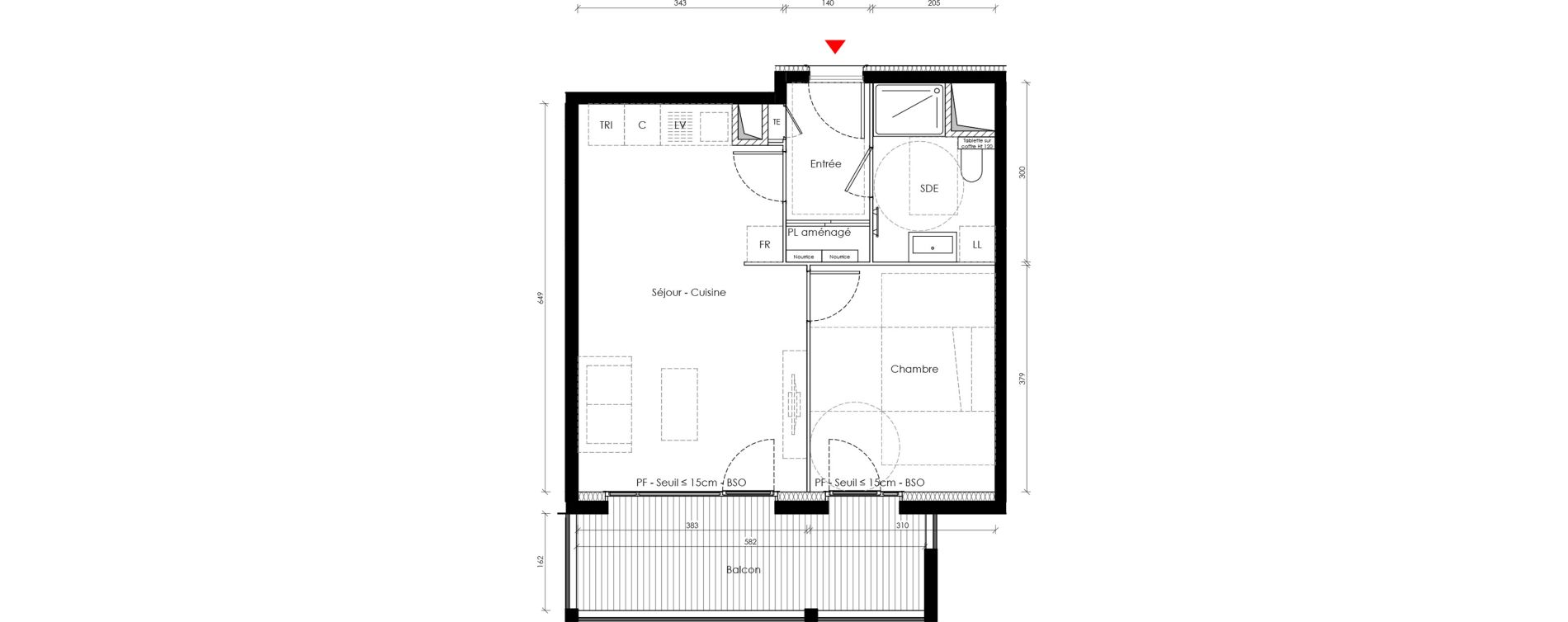 Appartement T2 de 44,40 m2 &agrave; Vaulx-En-Velin Carre de soie