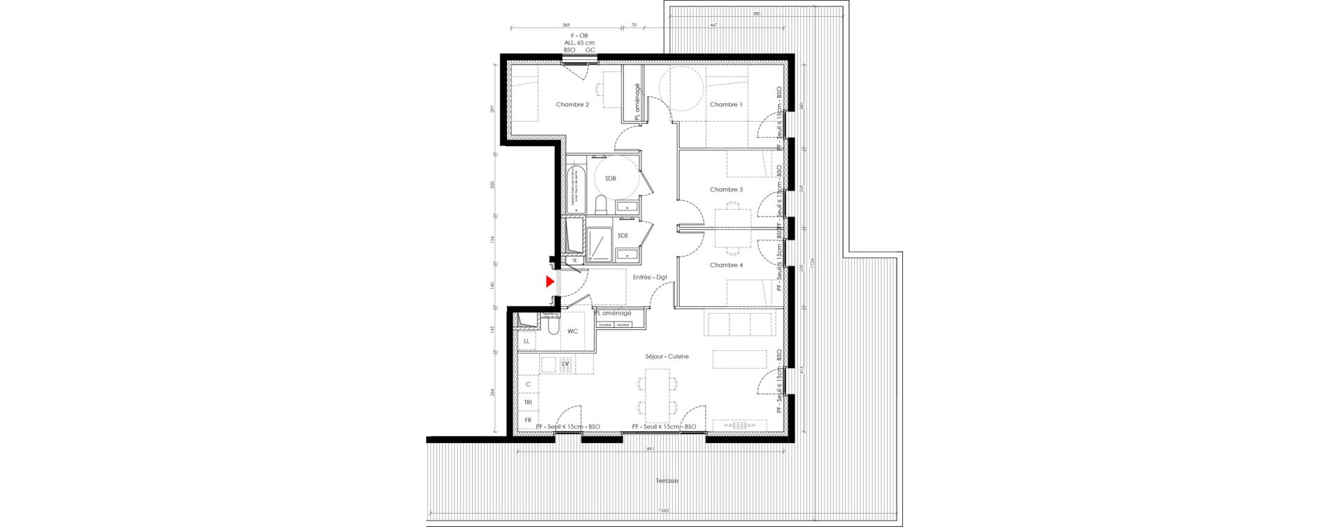Appartement T5 de 96,70 m2 &agrave; Vaulx-En-Velin Carre de soie