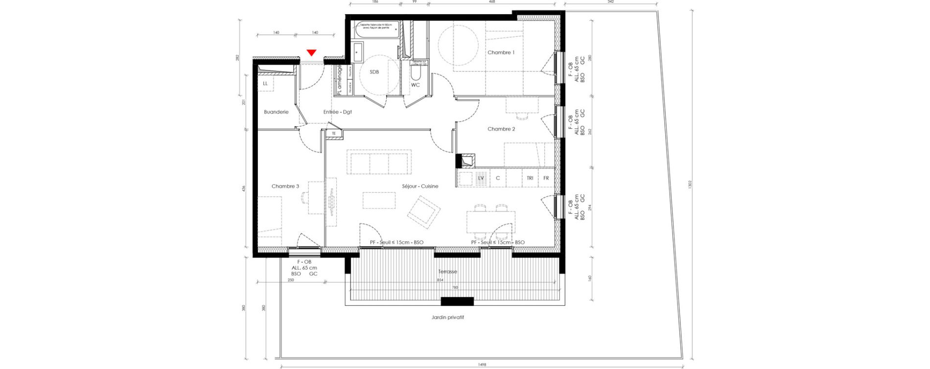 Appartement T4 de 84,60 m2 &agrave; Vaulx-En-Velin Carre de soie