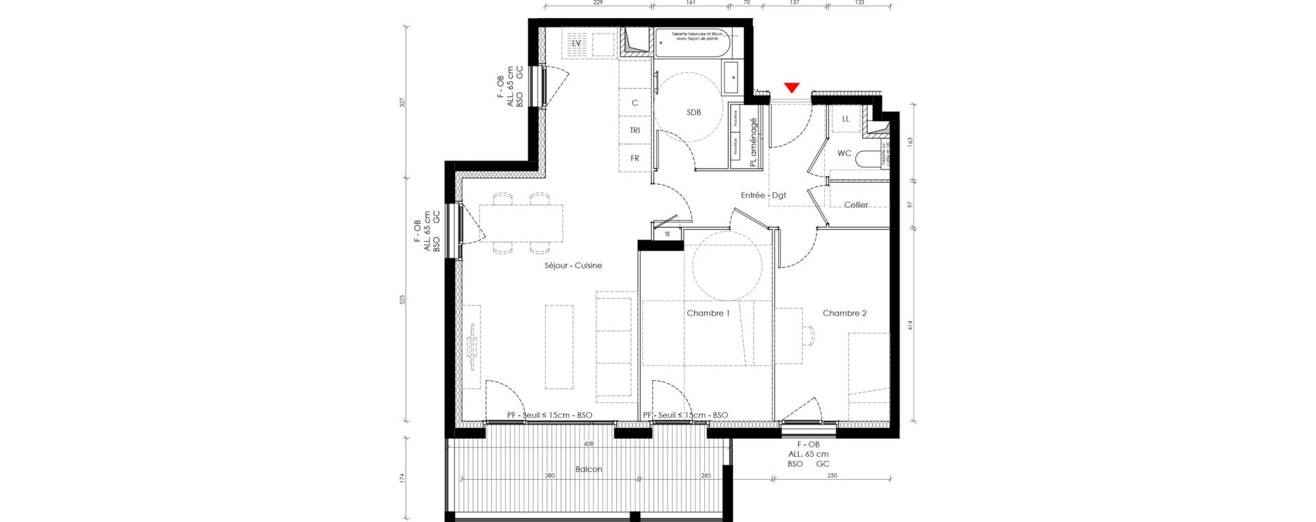 Appartement T3 de 65,20 m2 &agrave; Vaulx-En-Velin Carre de soie