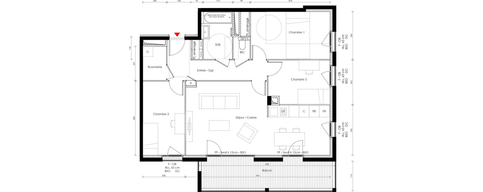 Appartement T4 de 85,10 m2 &agrave; Vaulx-En-Velin Carre de soie