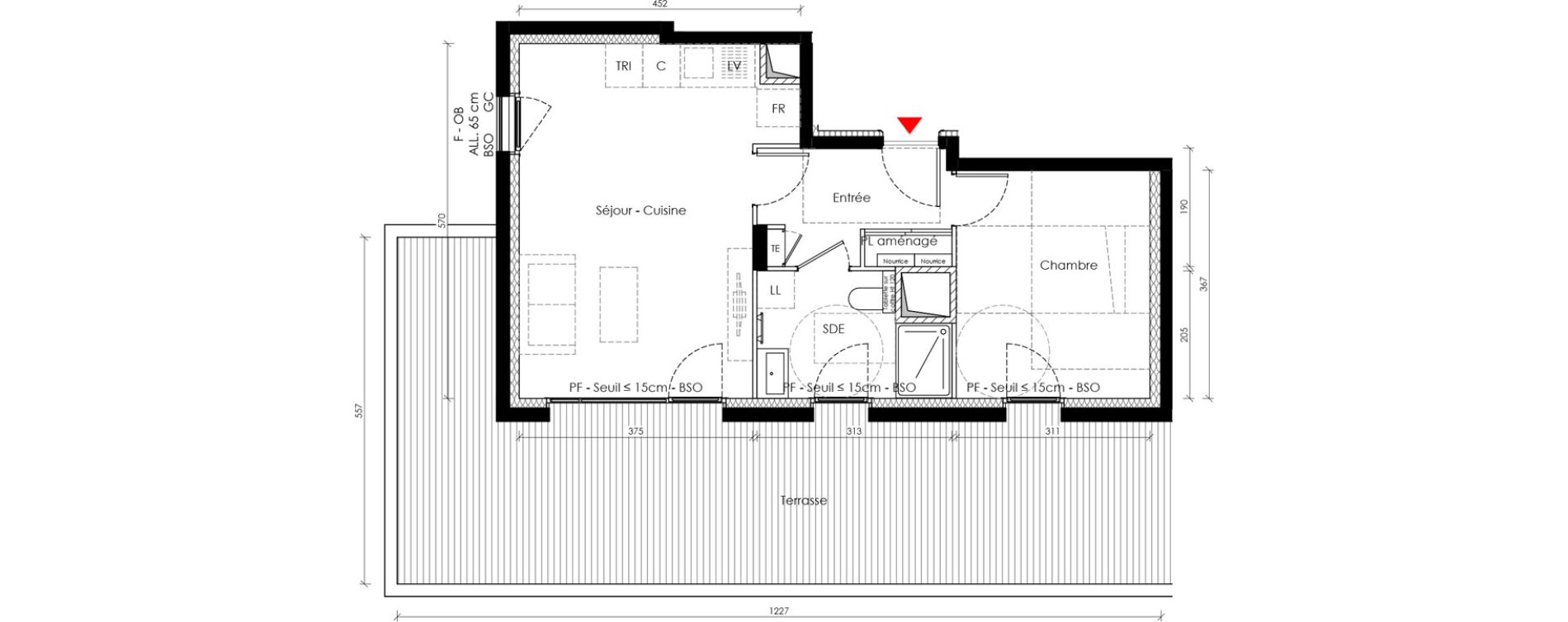 Appartement T2 de 44,90 m2 &agrave; Vaulx-En-Velin Carre de soie