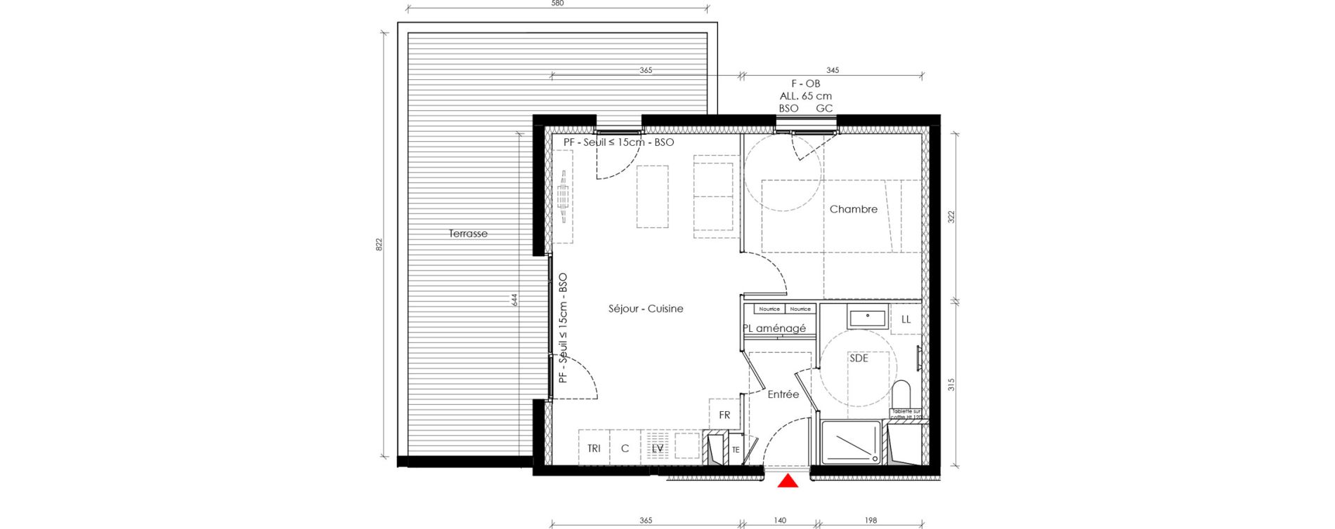 Appartement T2 de 44,00 m2 &agrave; Vaulx-En-Velin Carre de soie