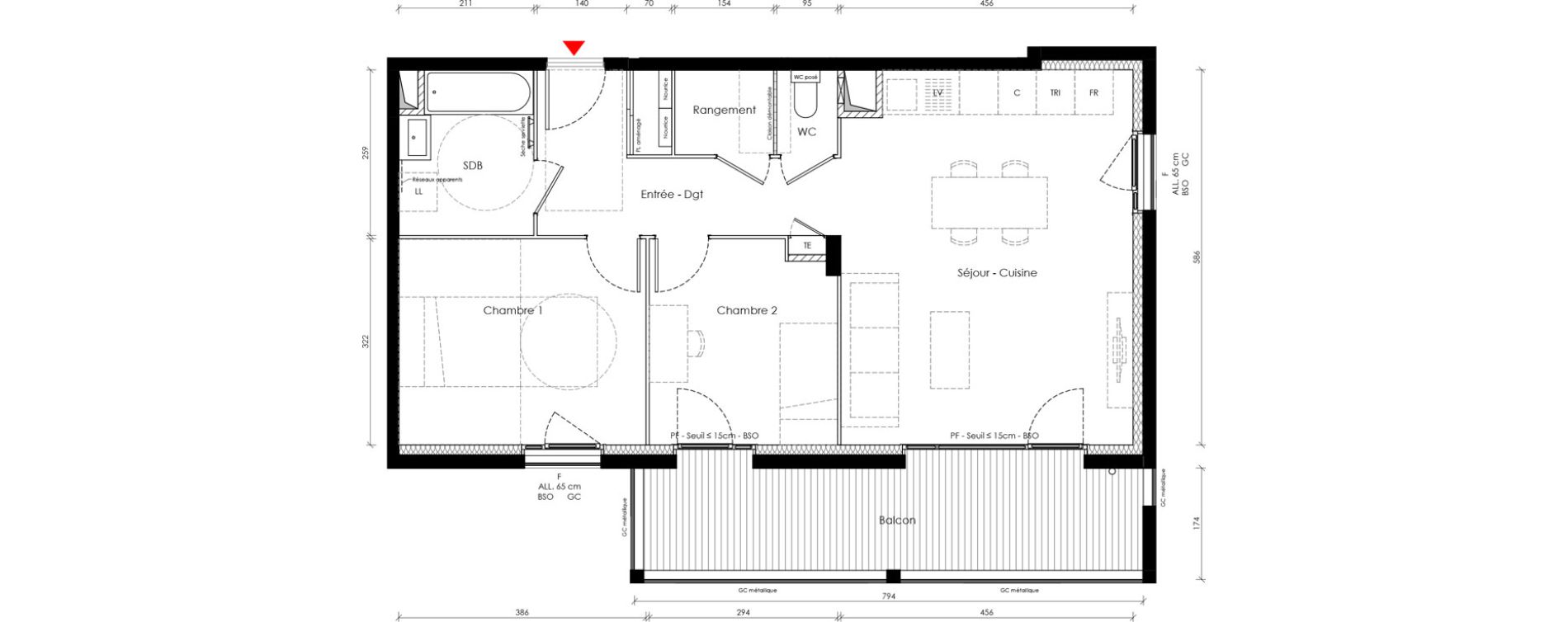 Appartement T3 de 64,80 m2 &agrave; Vaulx-En-Velin Carre de soie