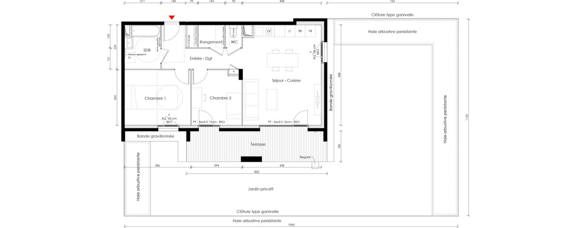 Appartement T3 de 65,20 m2 &agrave; Vaulx-En-Velin Carre de soie