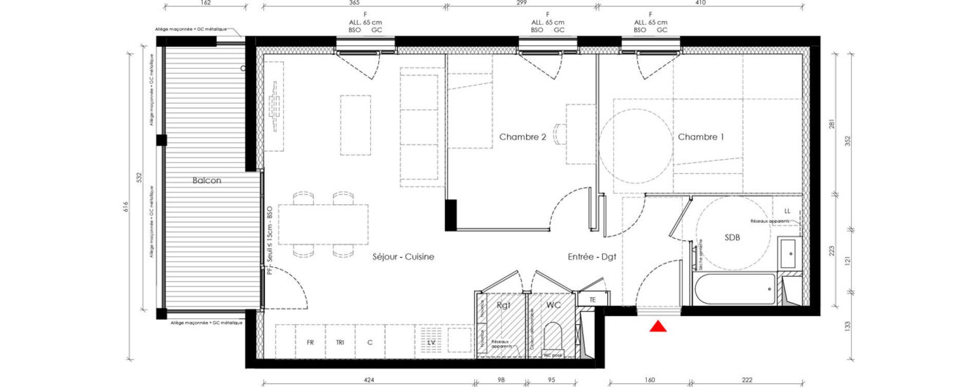 Appartement T3 de 60,10 m2 &agrave; Vaulx-En-Velin Carre de soie