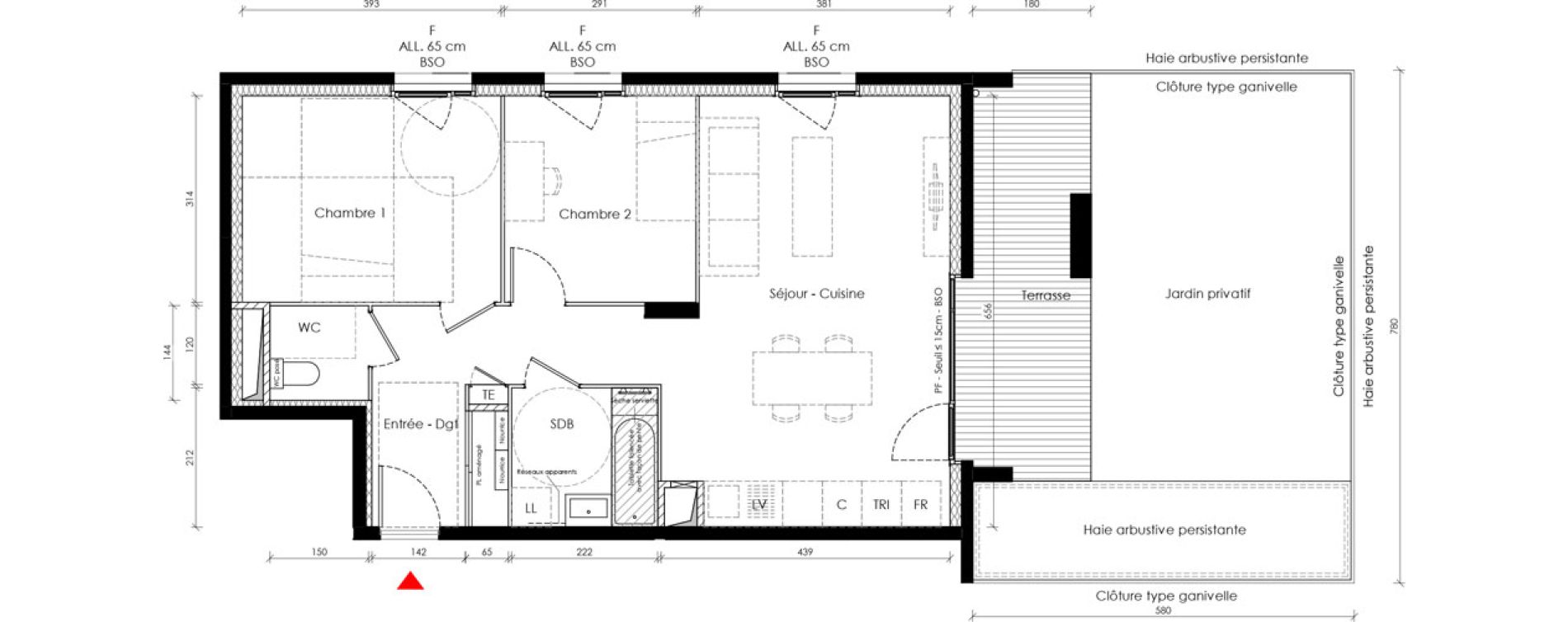 Appartement T3 de 64,10 m2 &agrave; Vaulx-En-Velin Carre de soie