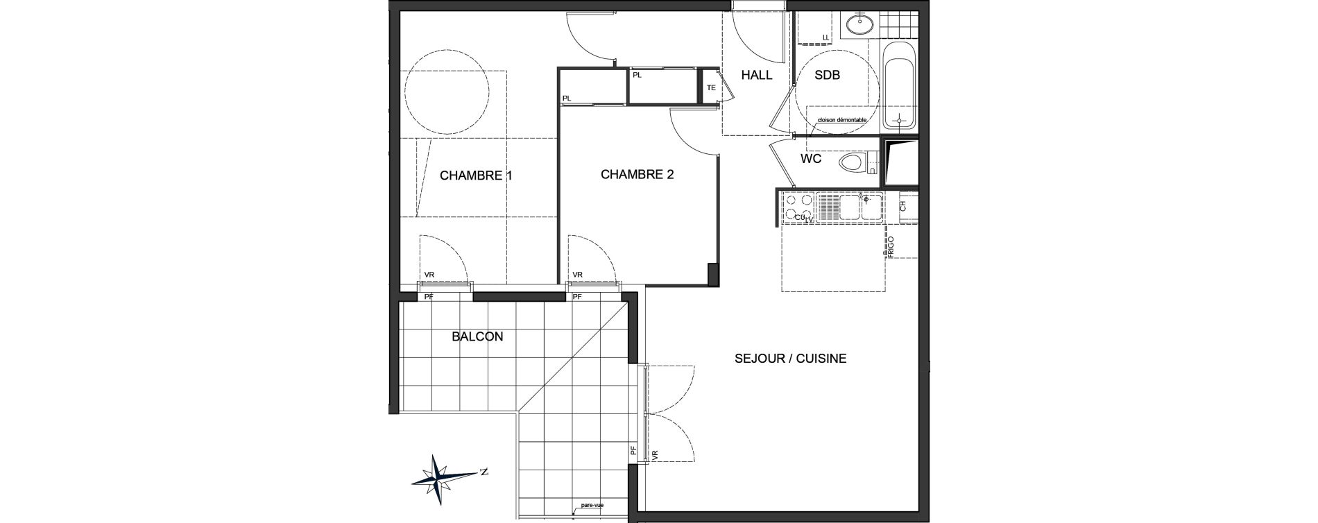 Appartement T3 de 62,57 m2 &agrave; Vaulx-En-Velin Centre