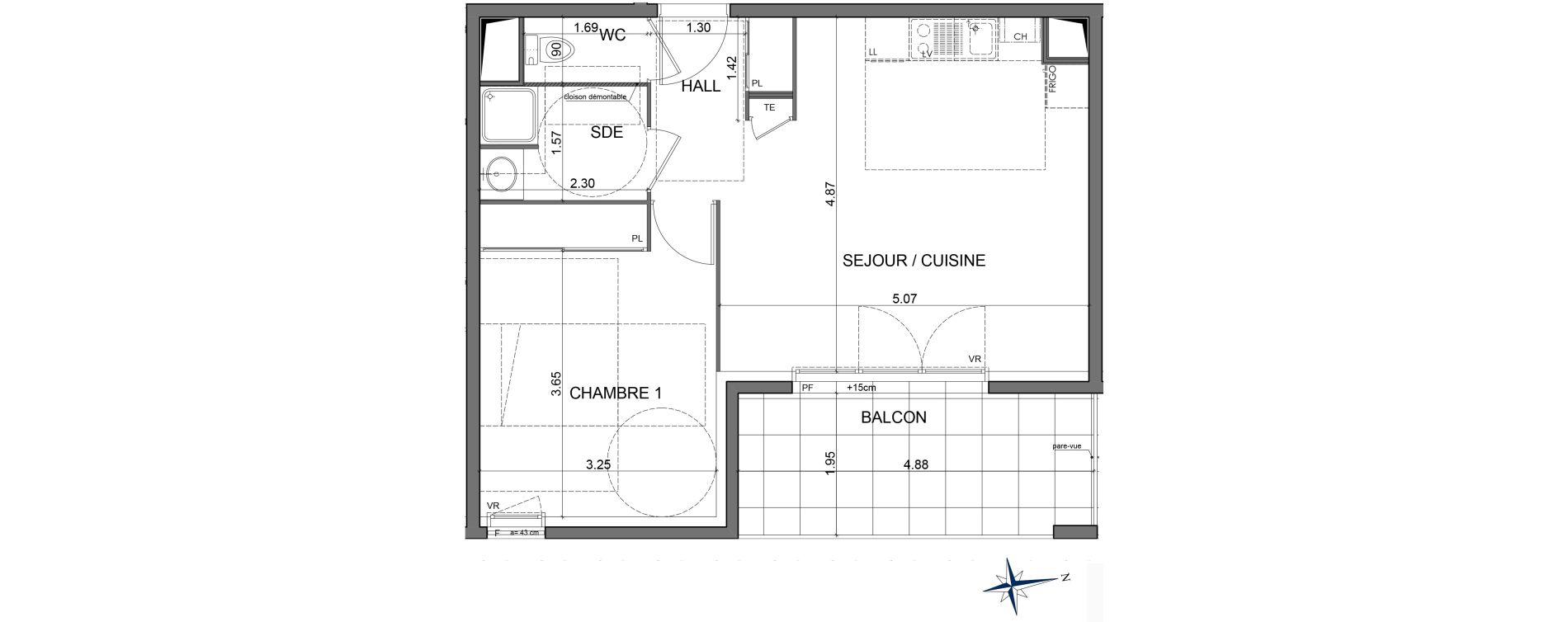 Appartement T2 de 45,19 m2 &agrave; Vaulx-En-Velin Centre