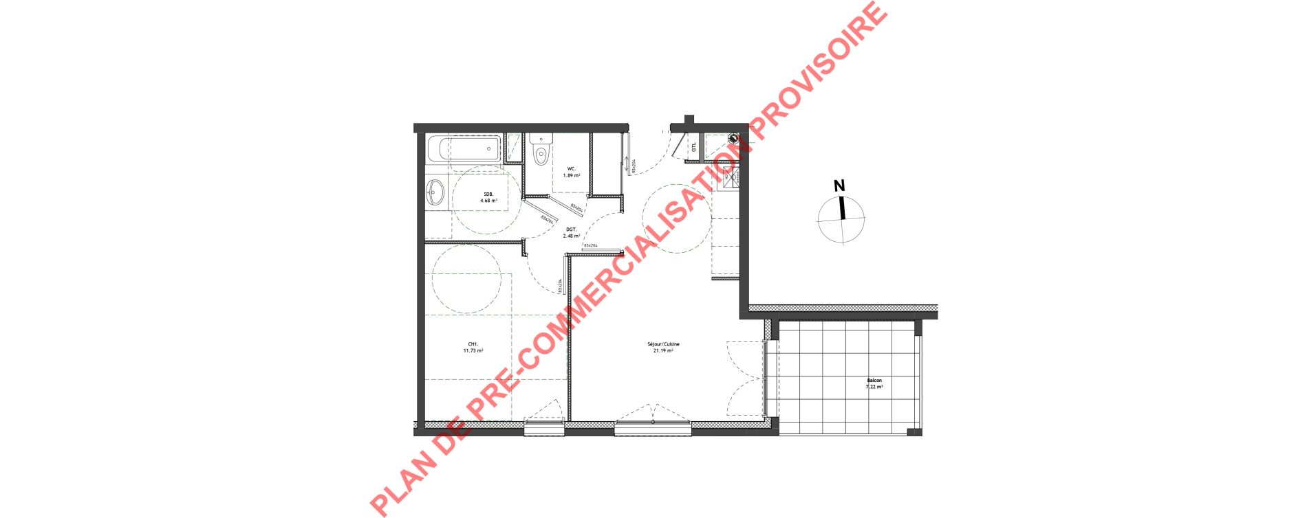 Appartement T2 de 41,97 m2 &agrave; V&eacute;nissieux Venissieux centre