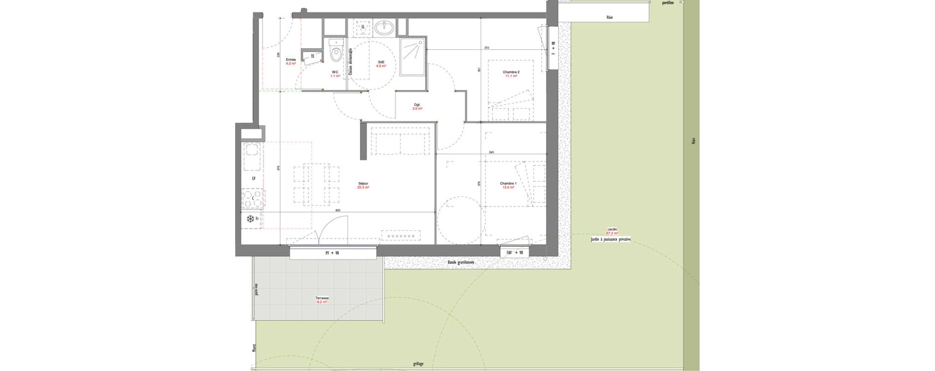 Appartement T3 de 62,51 m2 &agrave; V&eacute;nissieux Centre