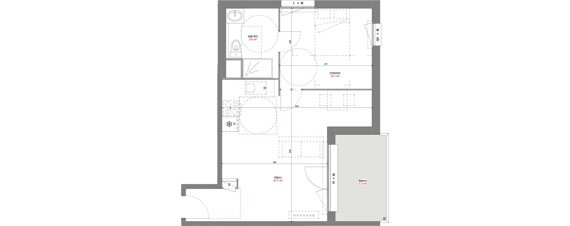 Appartement T2 de 45,20 m2 &agrave; V&eacute;nissieux Centre