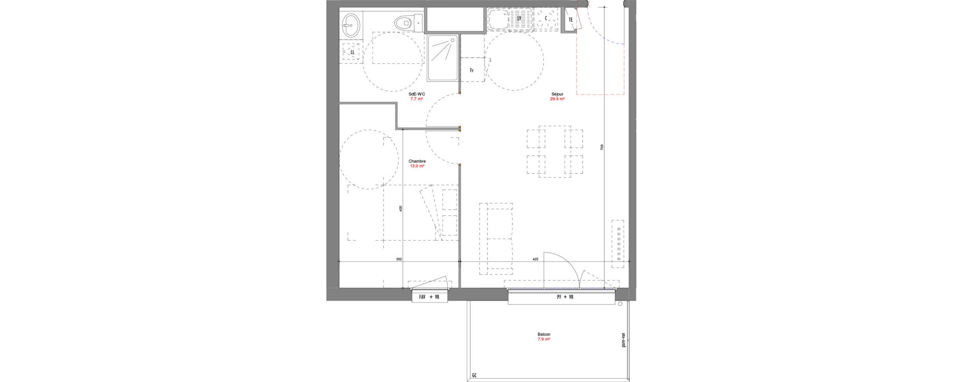 Appartement T2 de 50,08 m2 &agrave; V&eacute;nissieux Centre