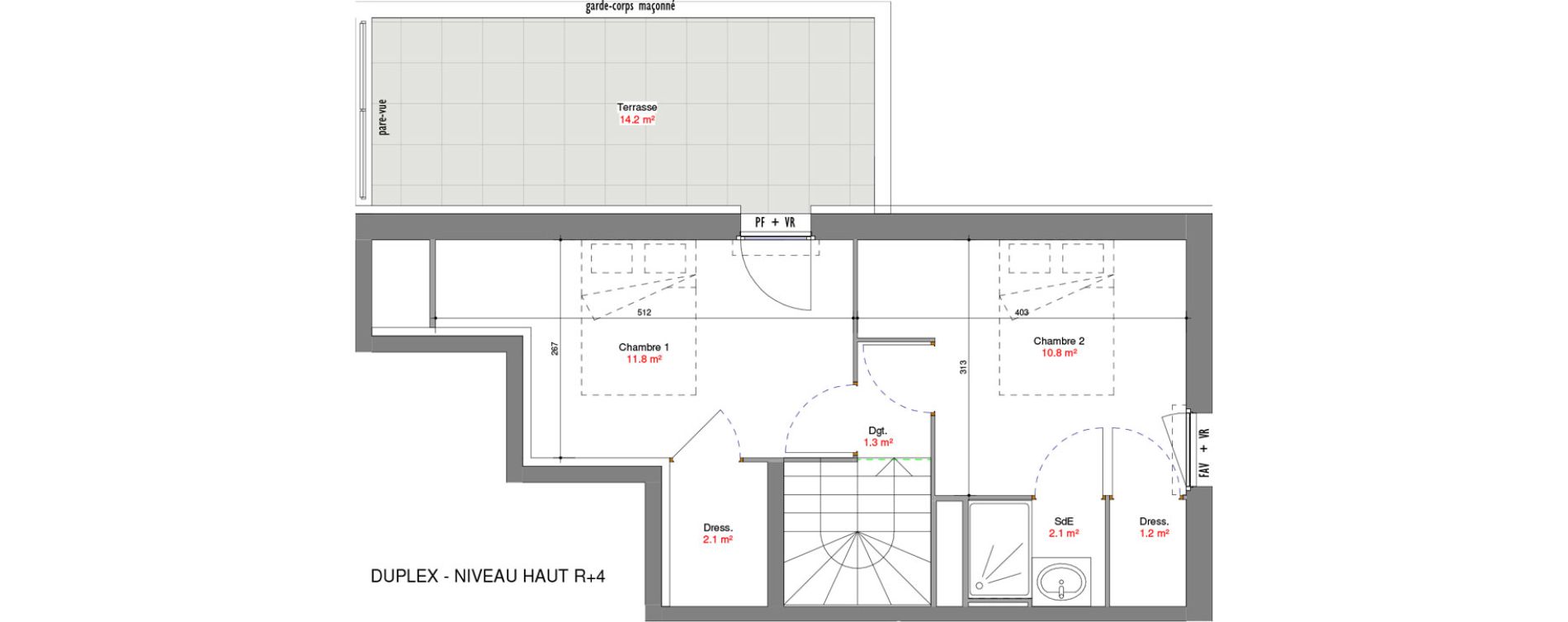 Duplex T3 de 73,05 m2 &agrave; V&eacute;nissieux Centre