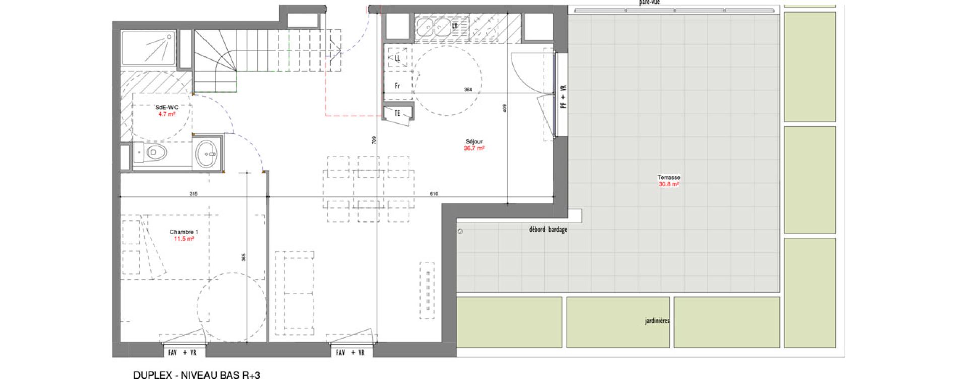 Duplex T5 de 93,23 m2 &agrave; V&eacute;nissieux Centre