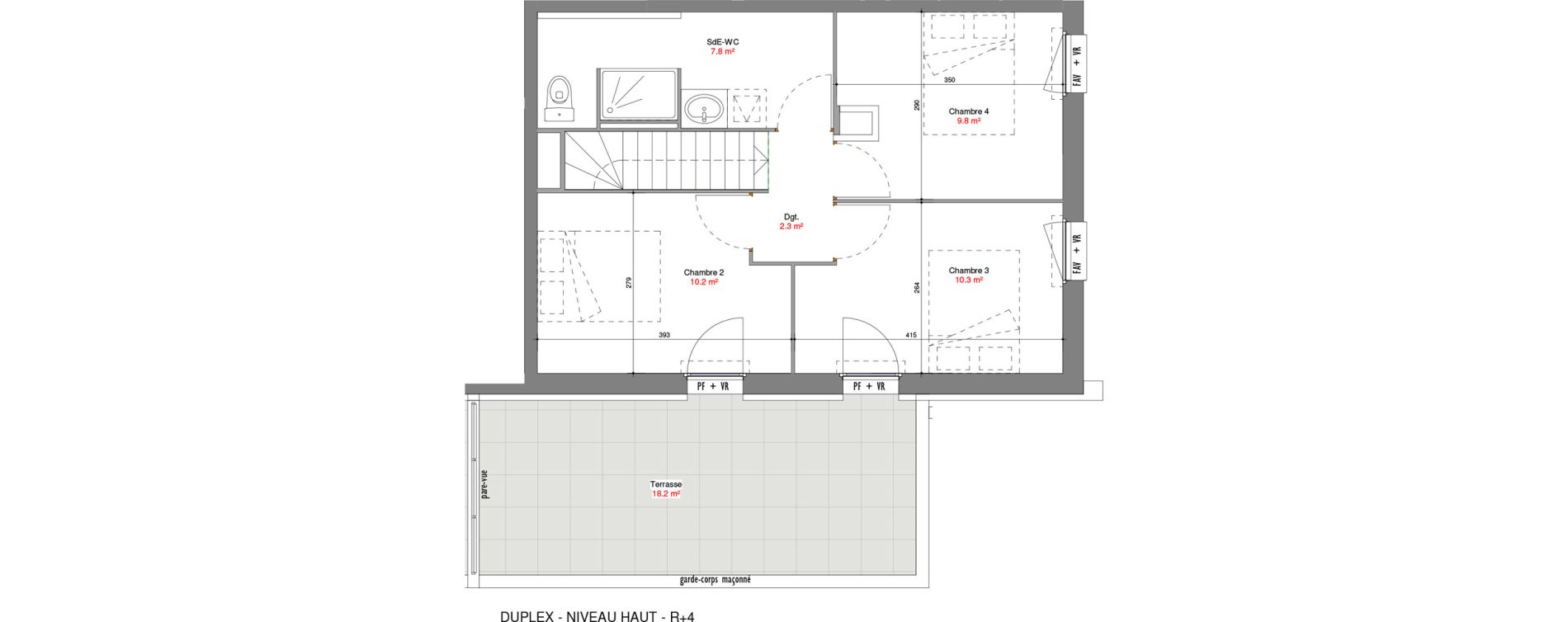 Duplex T5 de 93,23 m2 &agrave; V&eacute;nissieux Centre