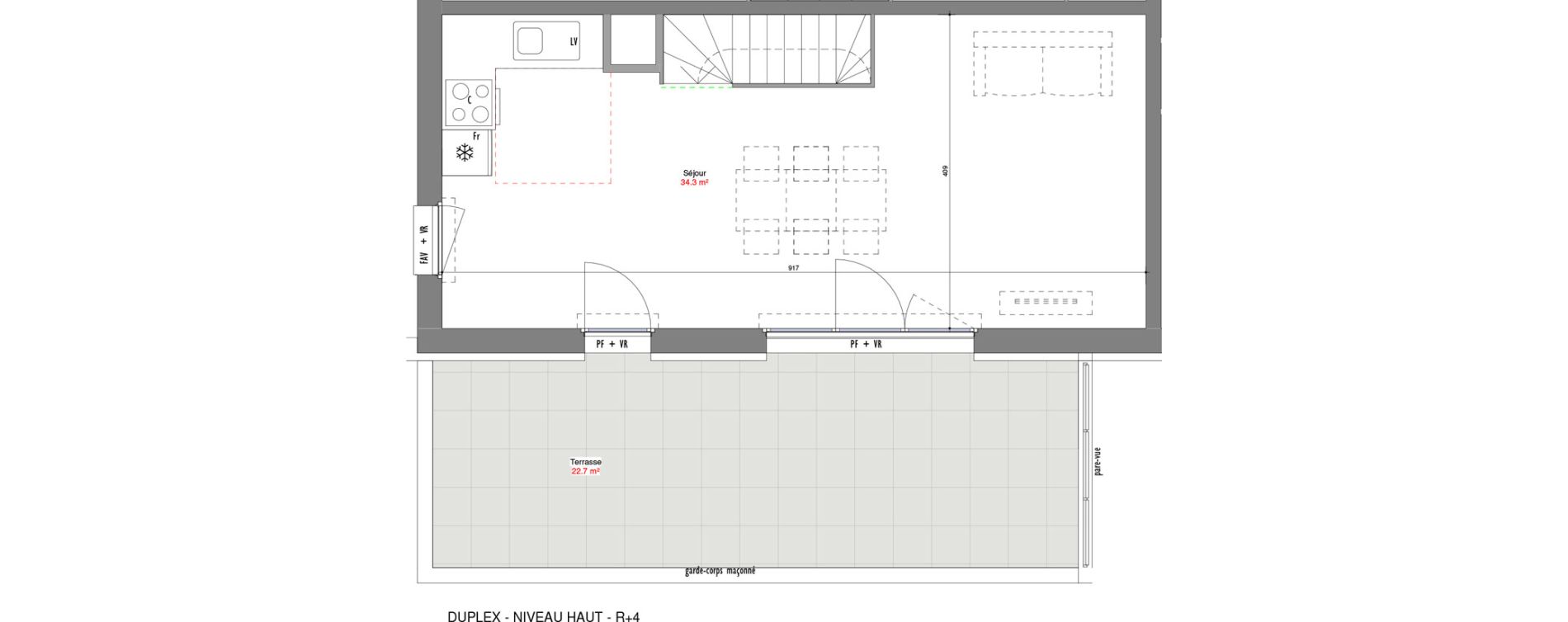 Duplex T4 de 85,37 m2 &agrave; V&eacute;nissieux Centre