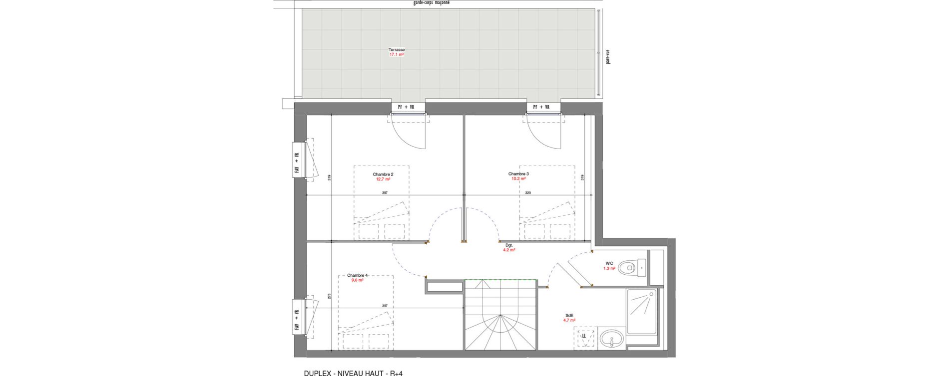 Duplex T5 de 90,29 m2 &agrave; V&eacute;nissieux Centre