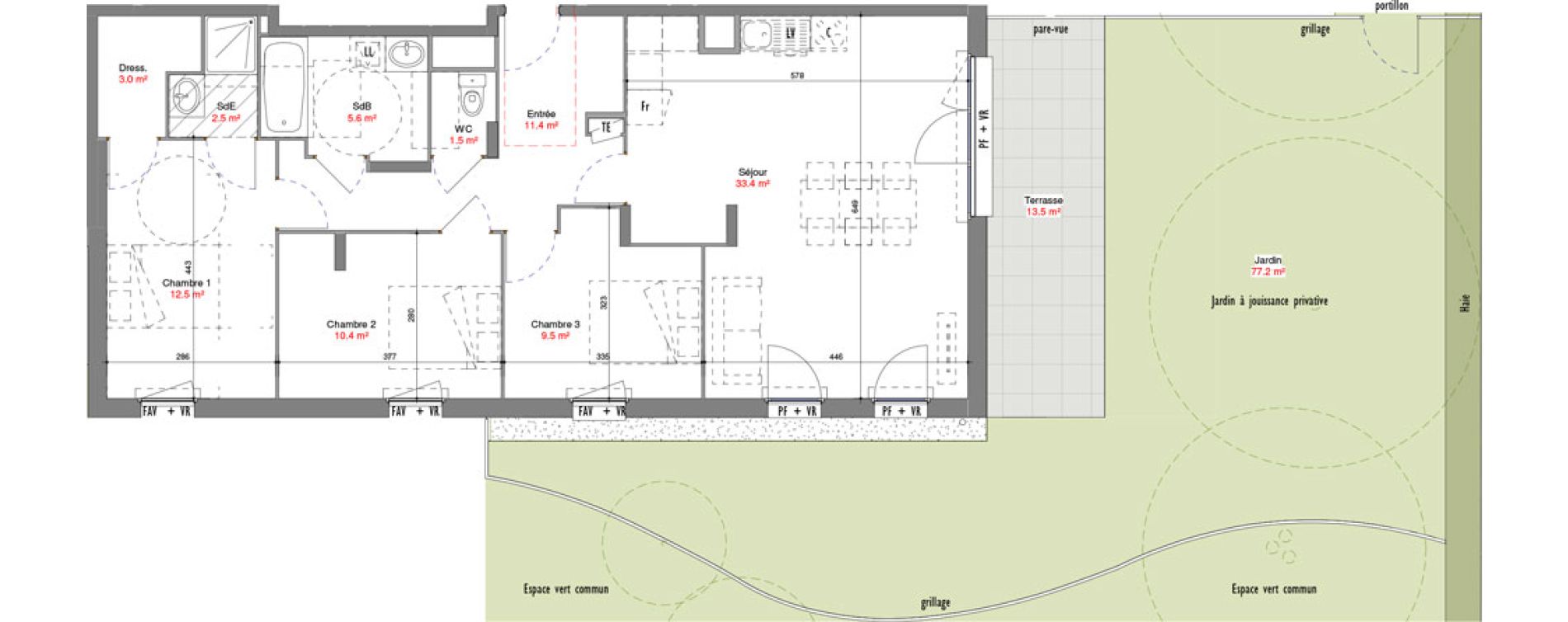 Appartement T4 de 89,78 m2 &agrave; V&eacute;nissieux Centre