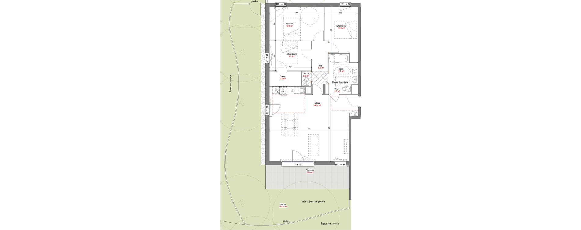 Appartement T4 de 89,65 m2 &agrave; V&eacute;nissieux Centre