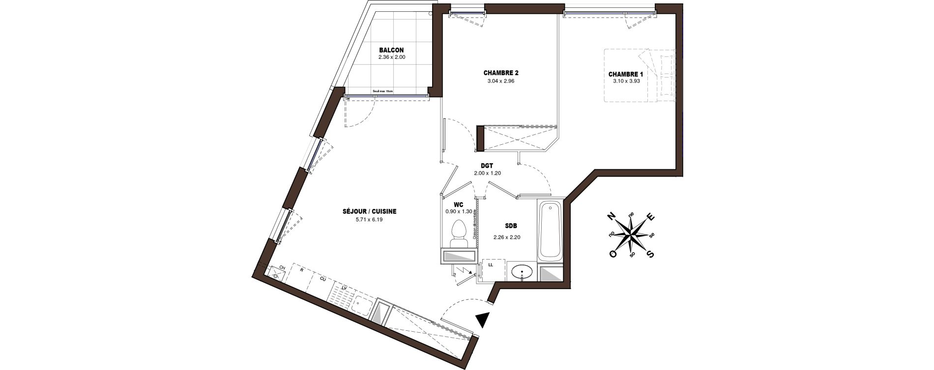 Appartement T3 de 57,50 m2 &agrave; V&eacute;nissieux Centre