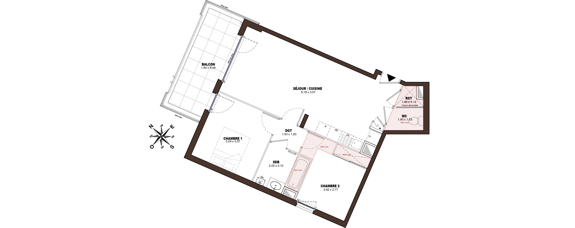 Appartement T3 de 58,41 m2 &agrave; V&eacute;nissieux Centre