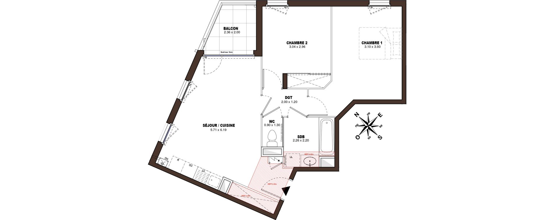 Appartement T3 de 57,32 m2 &agrave; V&eacute;nissieux Centre