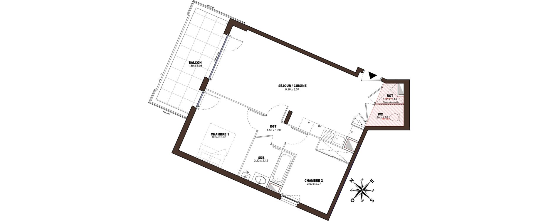 Appartement T3 de 58,41 m2 &agrave; V&eacute;nissieux Centre