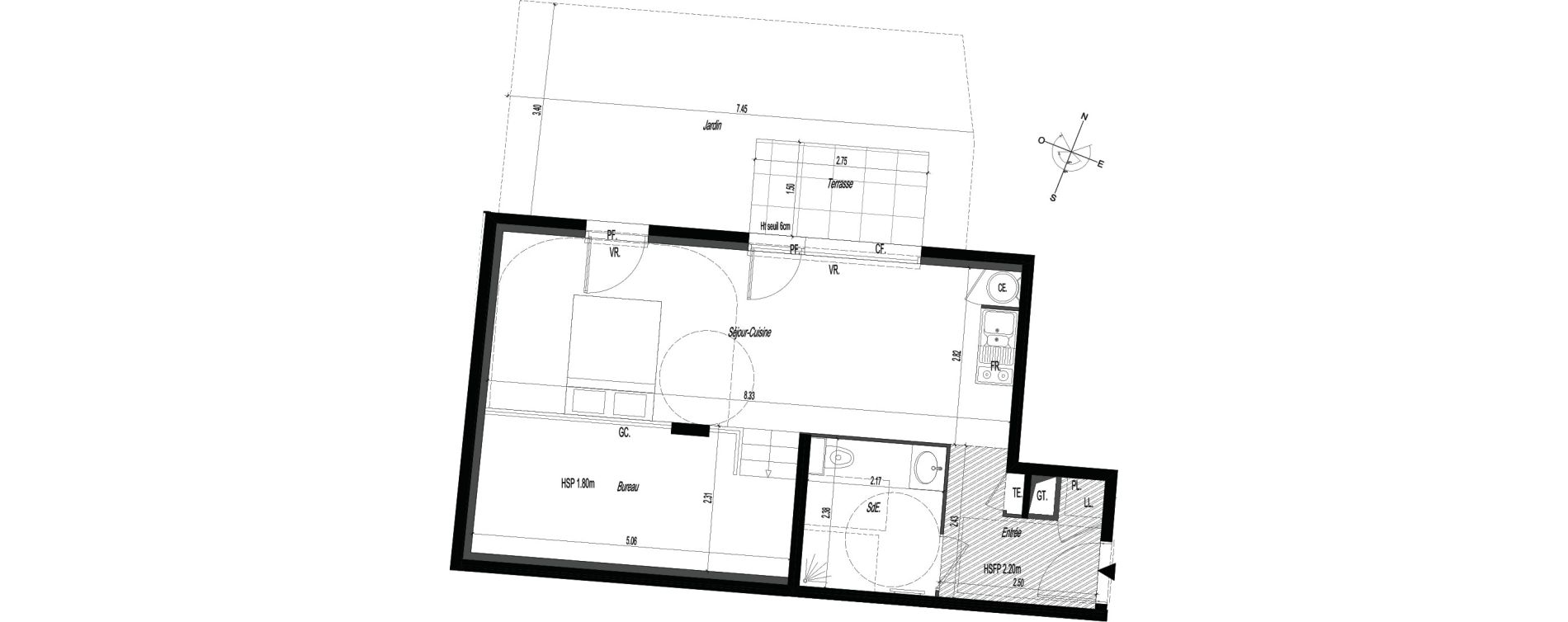 Appartement T1 bis de 44,35 m2 &agrave; V&eacute;nissieux Centre nord