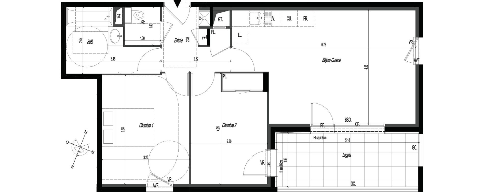 Appartement T3 de 62,45 m2 &agrave; V&eacute;nissieux Centre nord