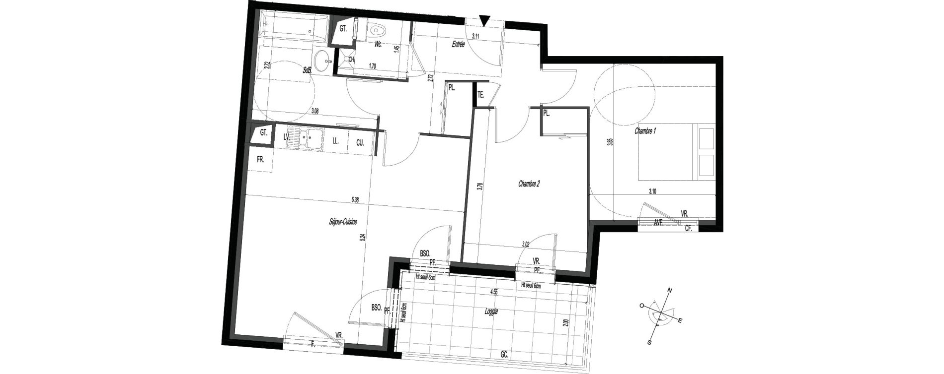 Appartement T3 de 64,90 m2 &agrave; V&eacute;nissieux Centre nord