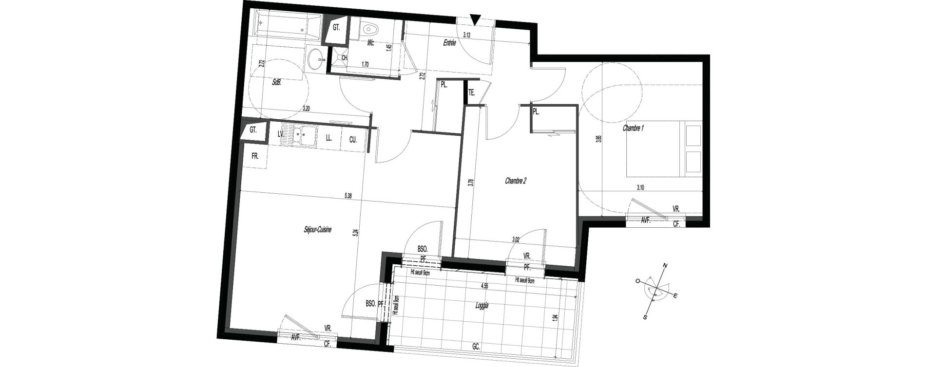 Appartement T3 de 65,25 m2 &agrave; V&eacute;nissieux Centre nord
