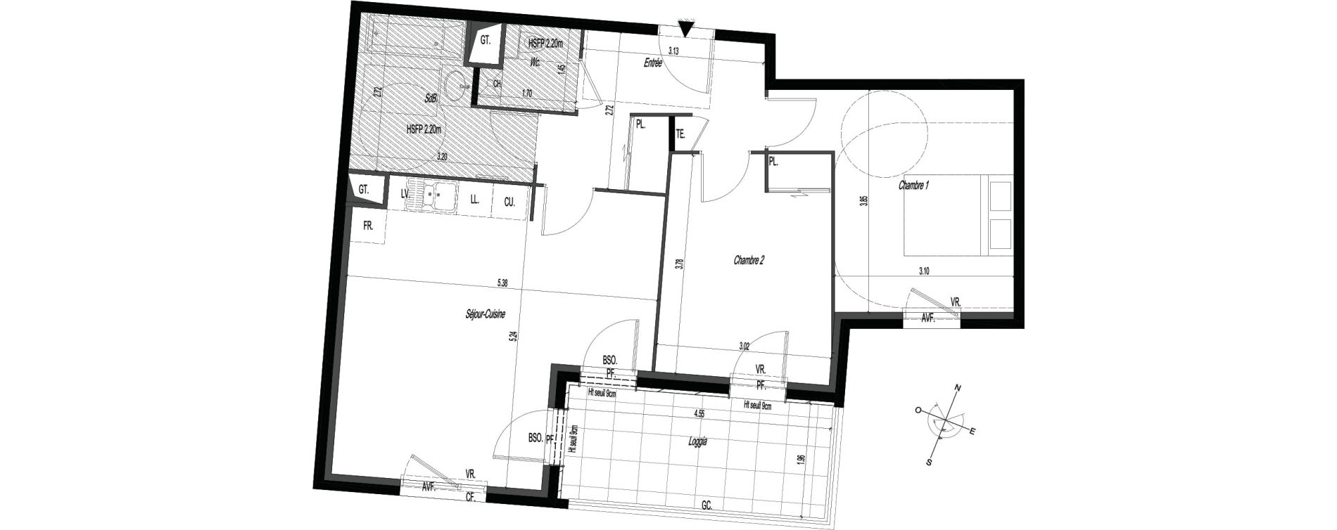 Appartement T3 de 65,25 m2 &agrave; V&eacute;nissieux Centre nord