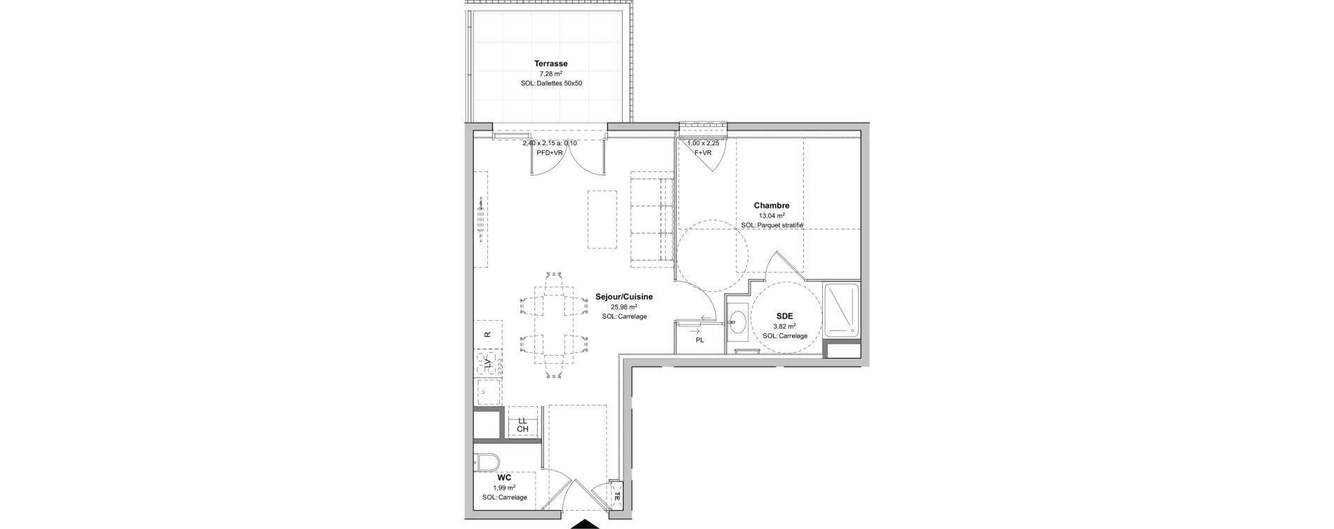 Appartement T2 de 44,83 m2 &agrave; V&eacute;nissieux Moulin a vent