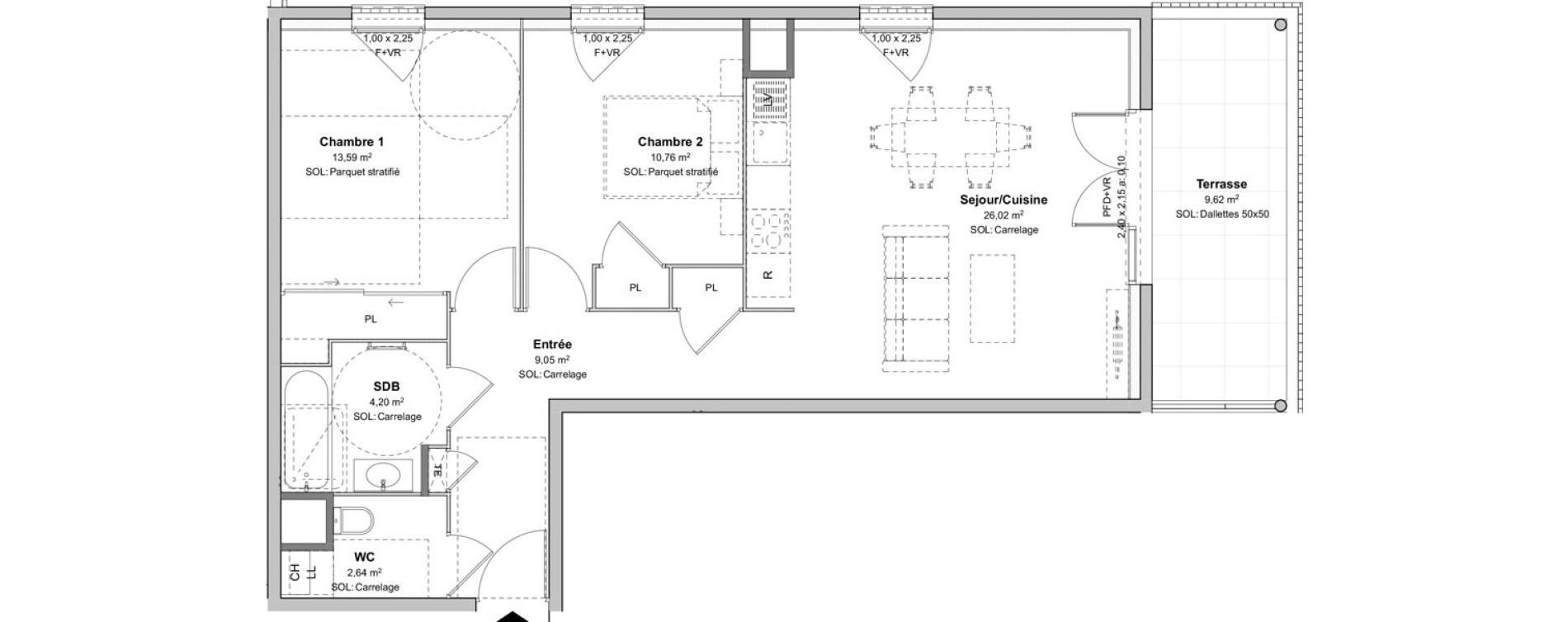 Appartement T3 de 66,26 m2 &agrave; V&eacute;nissieux Moulin a vent