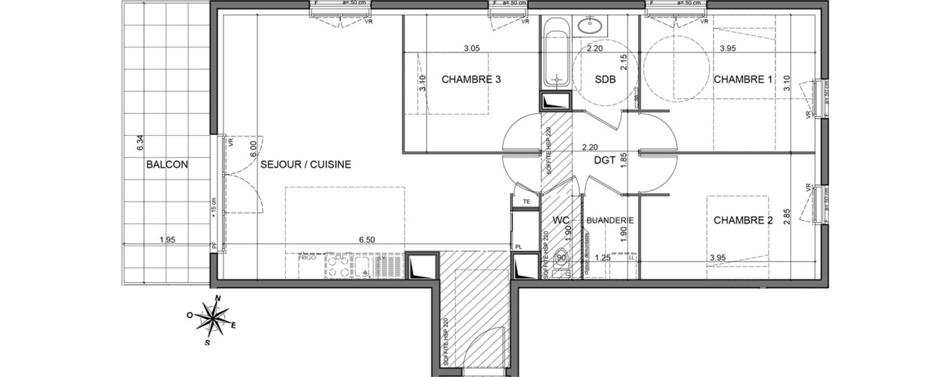 Appartement T4 de 80,56 m2 &agrave; V&eacute;nissieux Centre