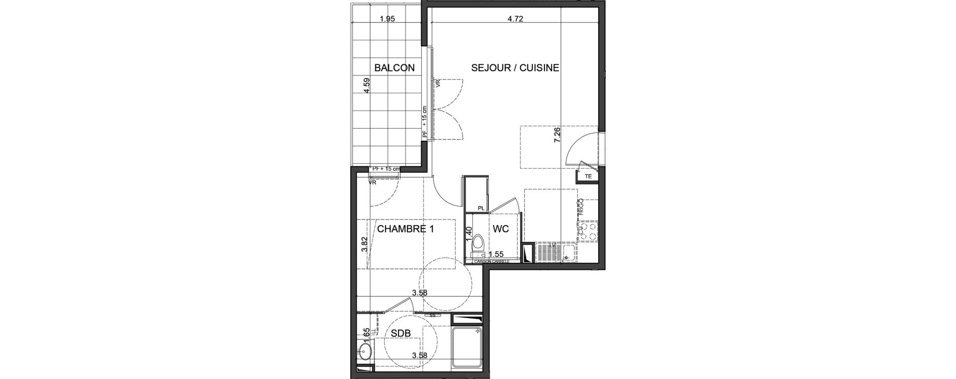 Appartement T2 de 48,92 m2 &agrave; V&eacute;nissieux Centre