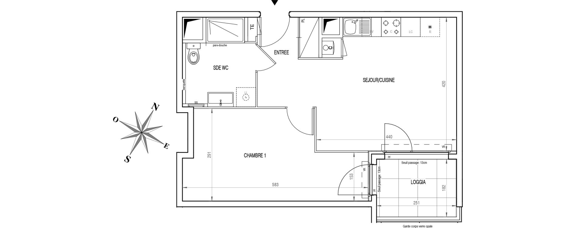 Appartement T2 de 42,96 m2 &agrave; V&eacute;nissieux Centre