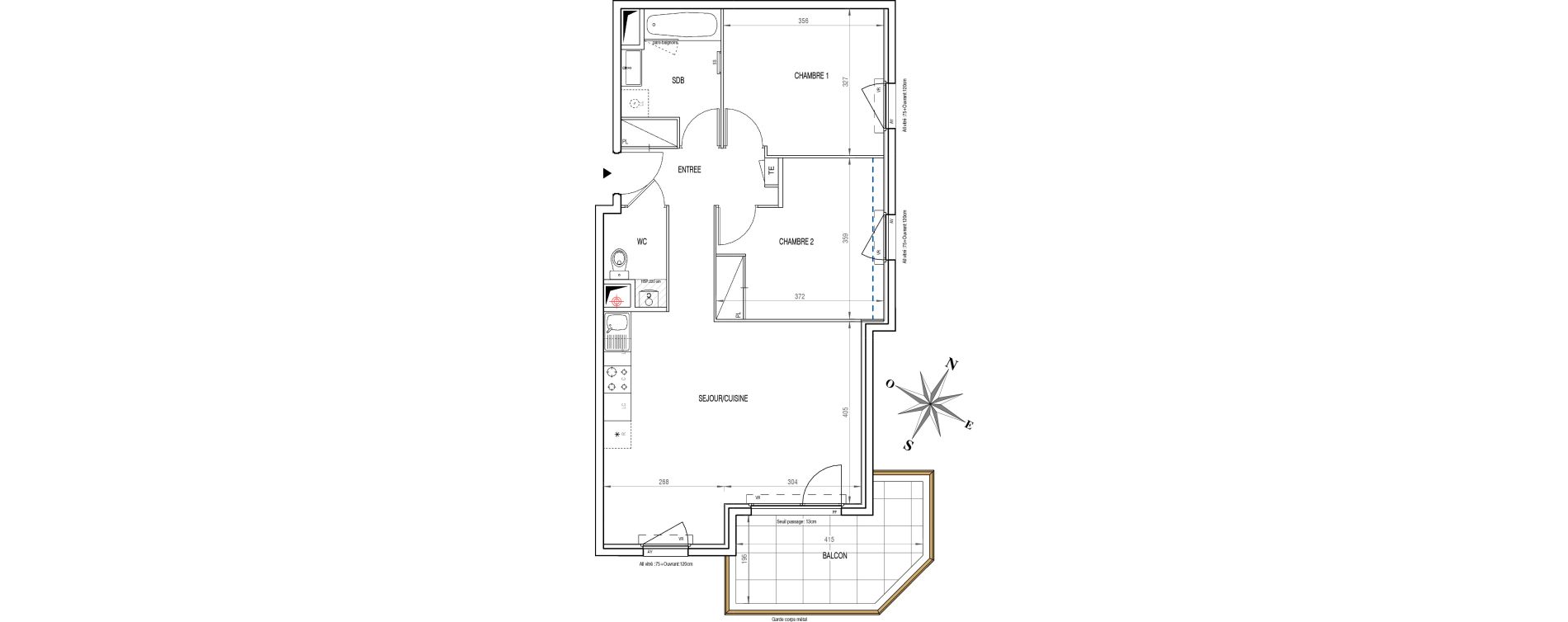 Appartement T3 de 64,72 m2 &agrave; V&eacute;nissieux Centre