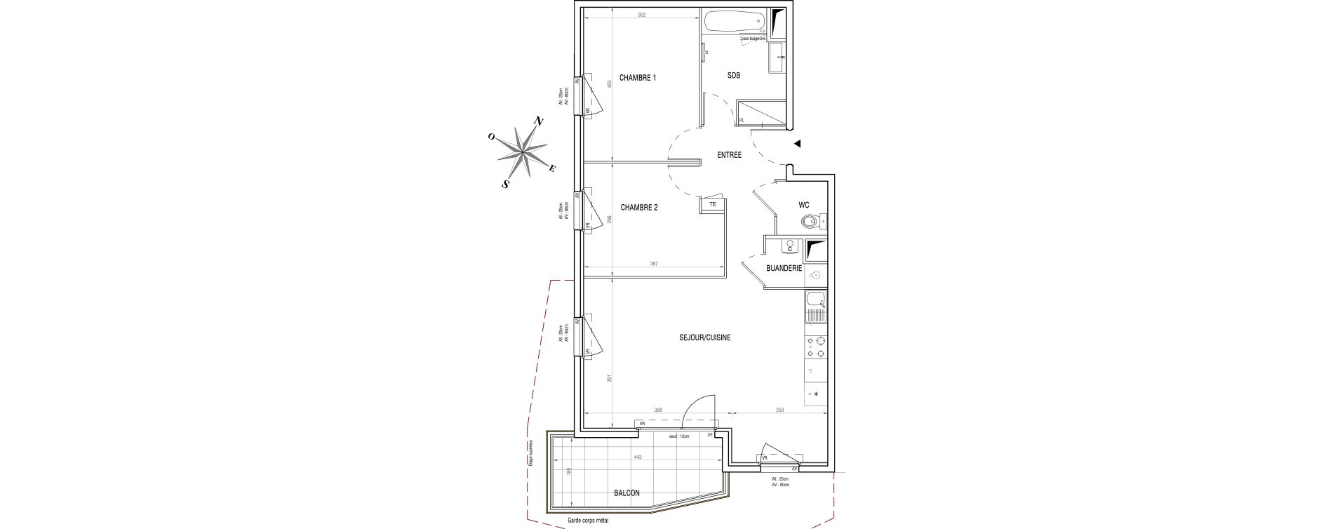 Appartement T3 de 65,26 m2 &agrave; V&eacute;nissieux Centre
