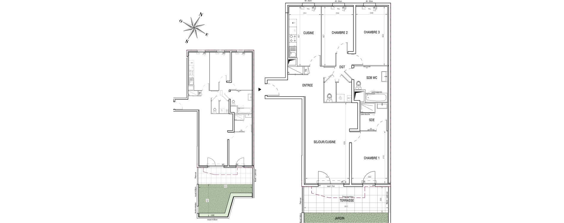 Appartement T4 de 95,45 m2 &agrave; V&eacute;nissieux Centre