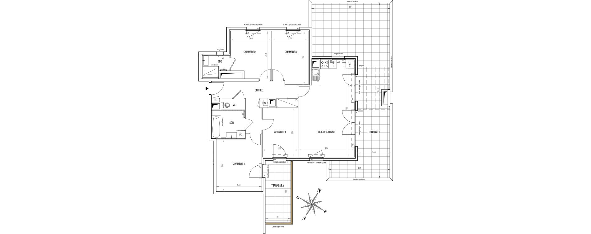 Appartement T5 de 94,19 m2 &agrave; V&eacute;nissieux Centre