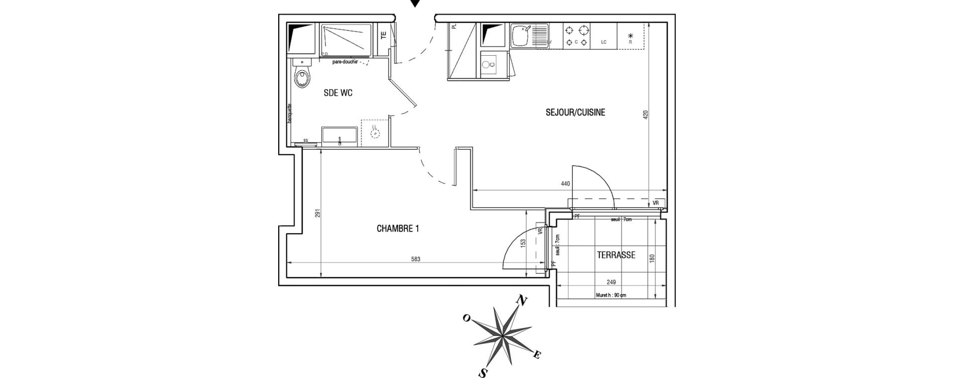 Appartement T2 de 42,84 m2 &agrave; V&eacute;nissieux Centre