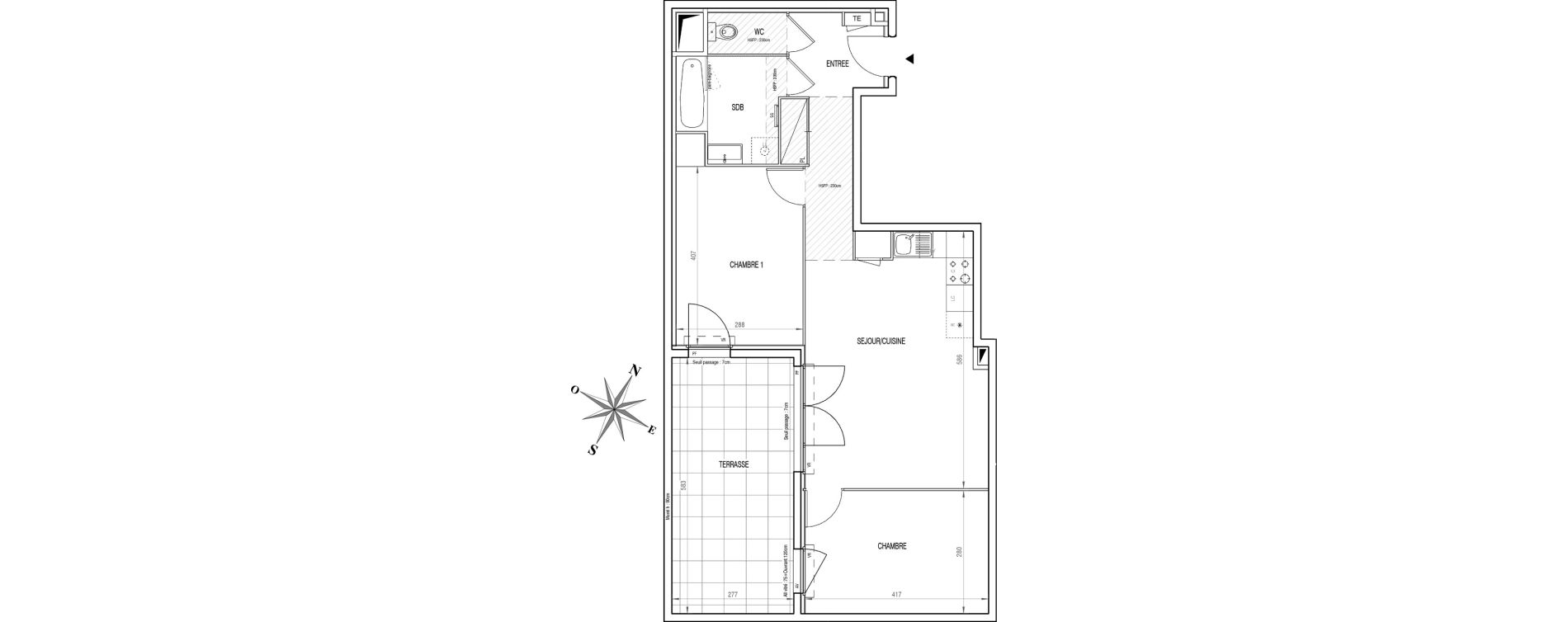 Appartement T3 de 62,24 m2 &agrave; V&eacute;nissieux Centre