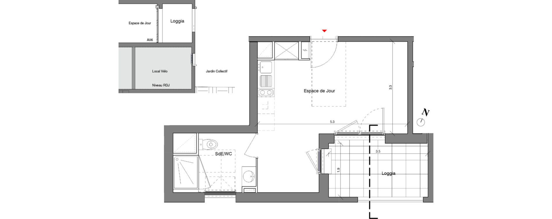 Appartement T1 de 26,90 m2 &agrave; V&eacute;nissieux Centre