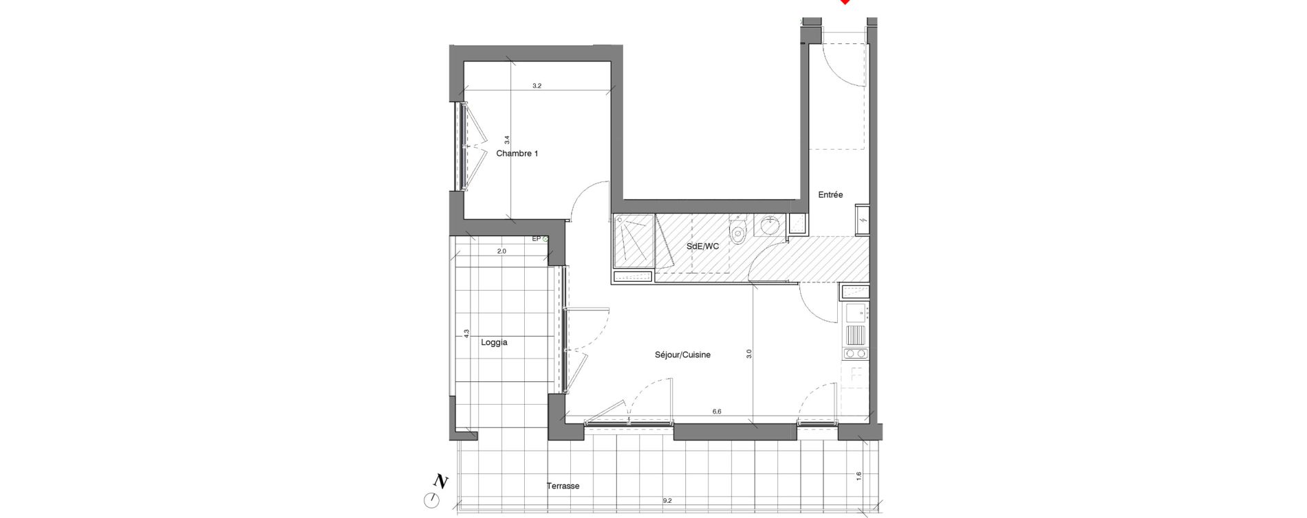 Appartement T2 de 44,90 m2 &agrave; V&eacute;nissieux Centre