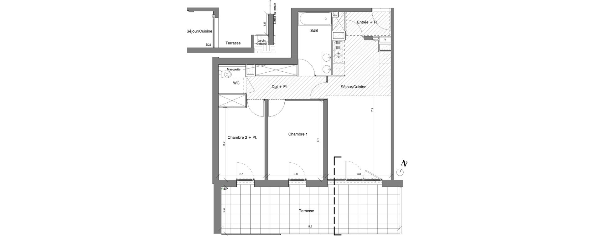 Appartement T3 de 61,60 m2 &agrave; V&eacute;nissieux Centre