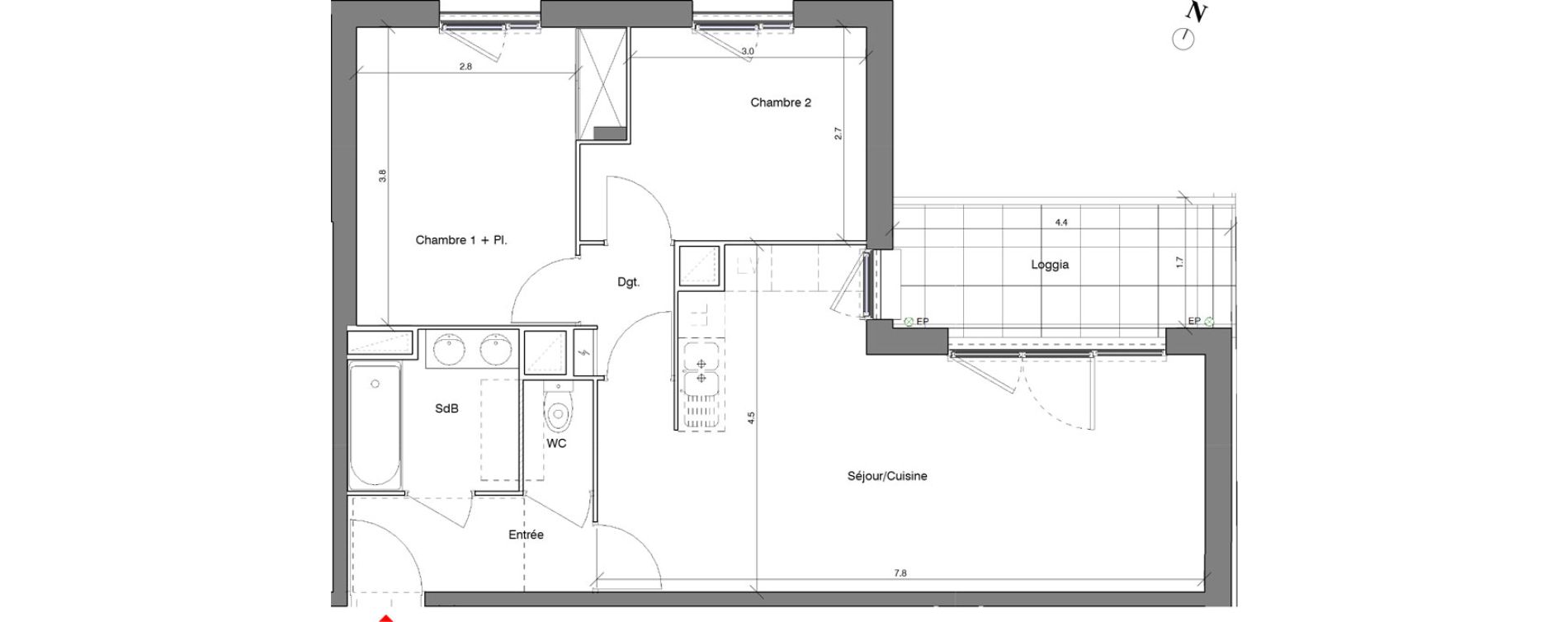 Appartement T3 de 59,00 m2 &agrave; V&eacute;nissieux Centre